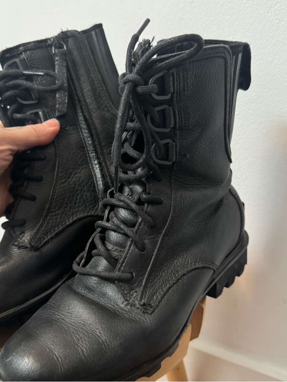 SORELS Phoenix Black Leather Combat Lace-Up Boots size 7 - Picture 13 of 16